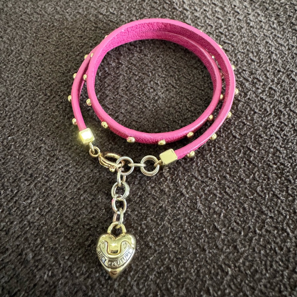Juicy Couture double wrap leather strap bracelet Y2K vintage